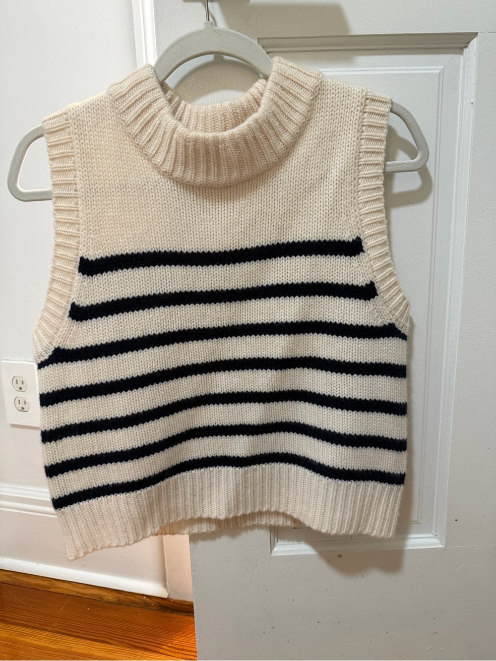 La Ligne Sleeveless Turtleneck Stripe Sweater - Cream/Black